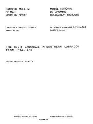 cover image of Inuit Language in Southern Labrador From 1694-1785 / La langue inuit au Sud du Labrador de 1964 à 1785